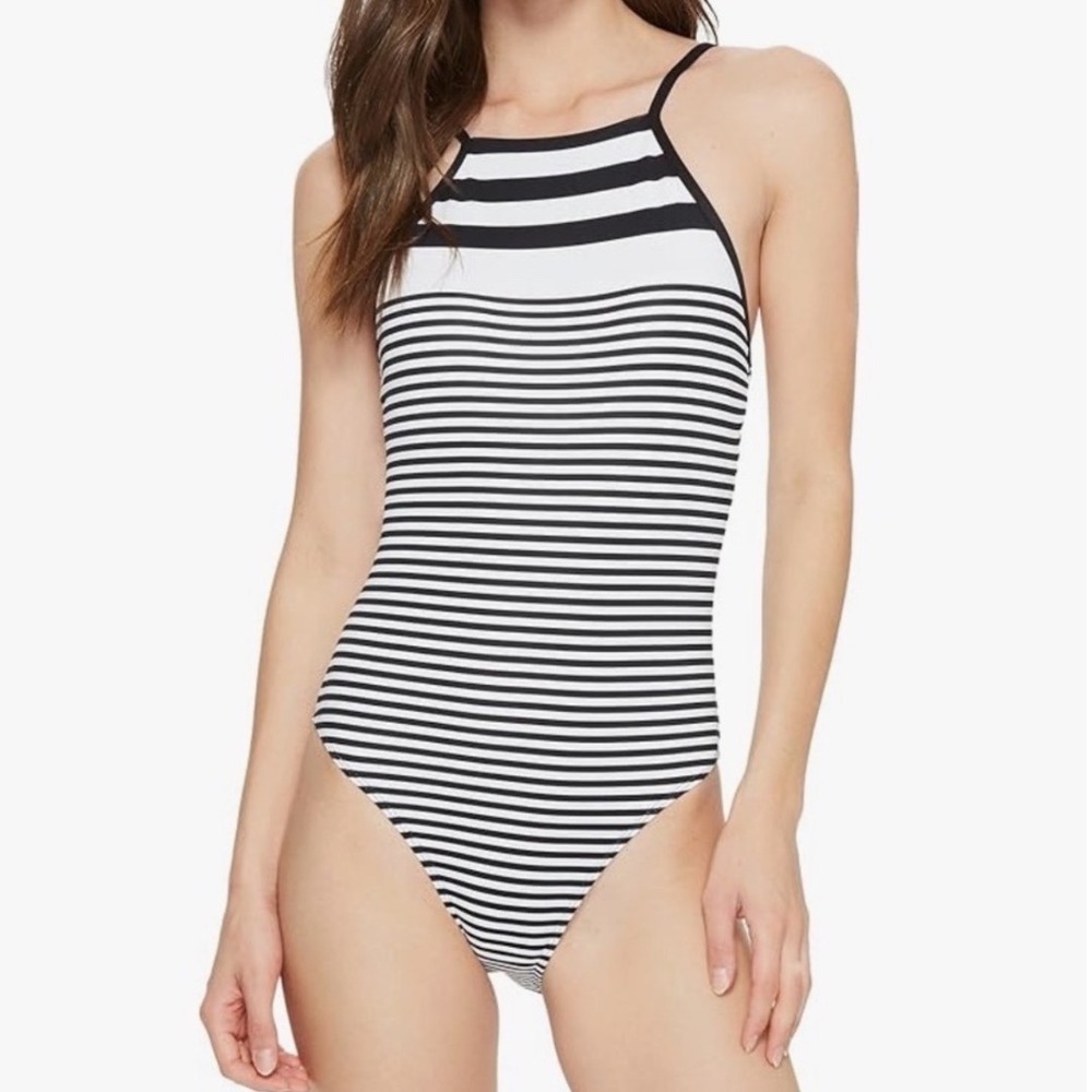 NEW Lauren Ralph Lauren Striped‎ Underwire Slimming One Piece Swimsuit  size 12